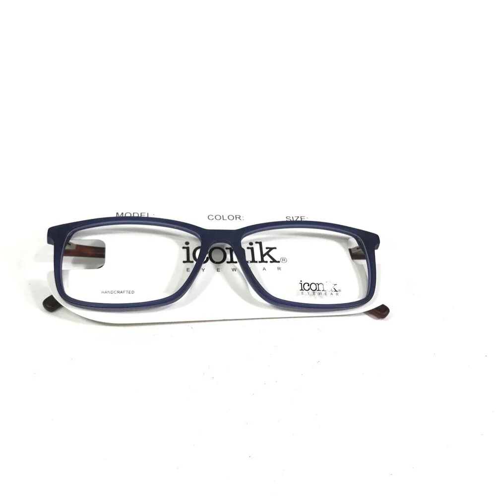 Iconik Eyeglasses Frames Ethan C3 Blue Tortoise Square Full Rim 54-15-140